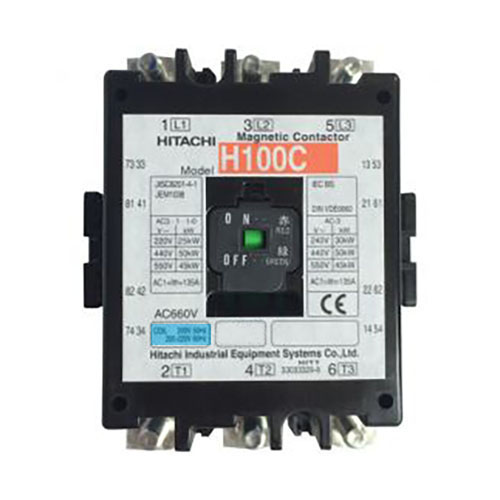 Hitachi H100C 50 kW (135A AC-1) 3-Pole Magnetic Contactor