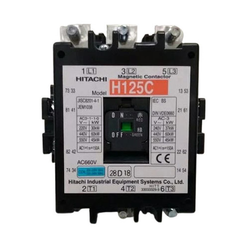Hitachi H125C 60 kW (150A AC-1) 3-Pole Magnetic Contactor