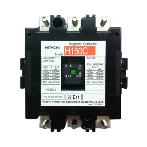 Hitachi H150C 75 kW (200A AC-1) 3-Pole Magnetic Contactor