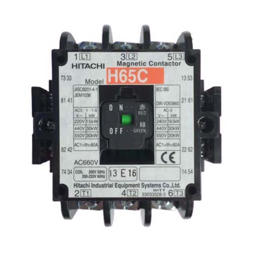 Hitachi H65C 30 kW (80A AC-1) 3-Pole Magnetic Contactor