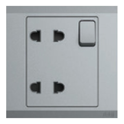 ABB Inora BL222-G 2 Gang 10A Euro-American Switched Socket (Classic Grey)