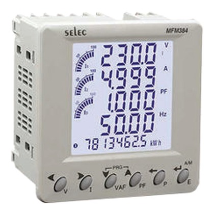 Selec MFM383A-C-CE CE-Certified 3-Phase LCD Multifunction Power & Energy Meter with RS485 Modbus (96x96 mm)